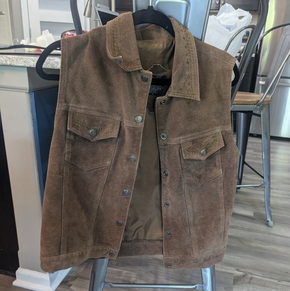 Vintage Agapo Collection Embroidered Leather Vest - Picture 1 of 4
